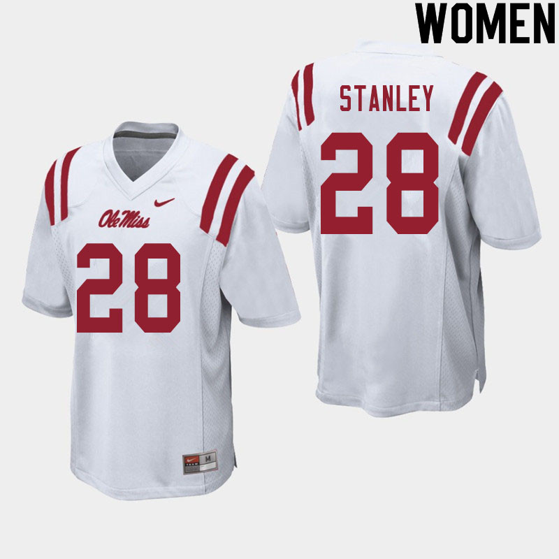 Jay Stanley Ole Miss Rebels NCAA Women's White #28 Stitched Limited College Football Jersey JQE2058SS